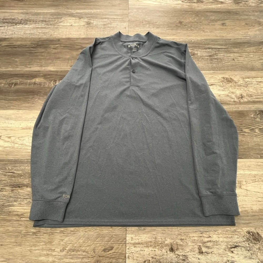 Bonobos Golf Heather Blue L Slim Fit Athletic Performance Henley Shirt